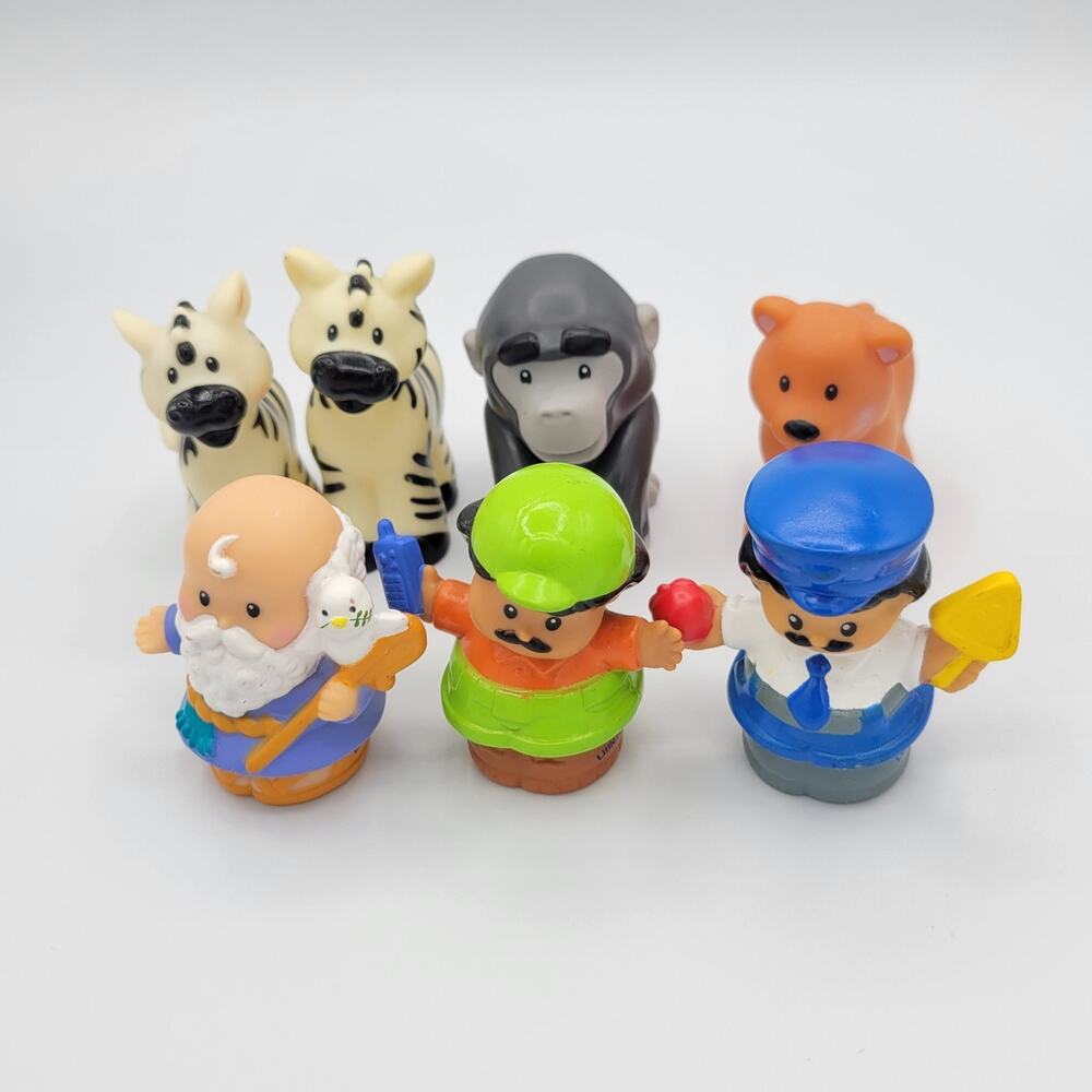 Fisher-Price Little People Animal Figure Lot Noah, Roberto, Lion, Gorilla, Zebra